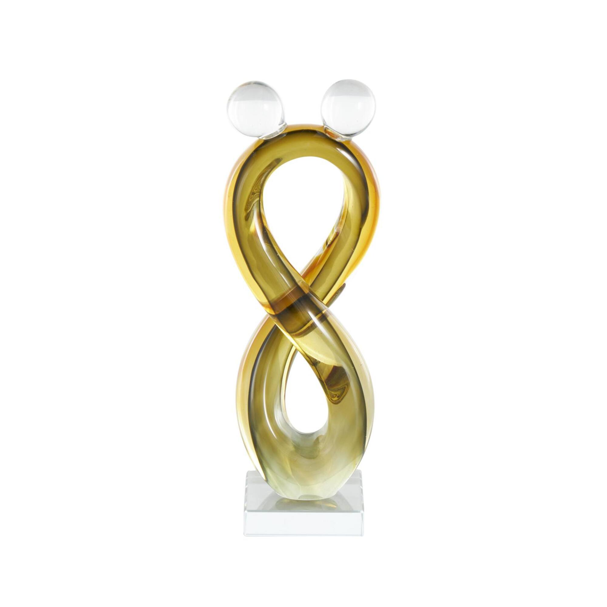 12" Amber Yellow Glass Abstract Infinity Sculpture